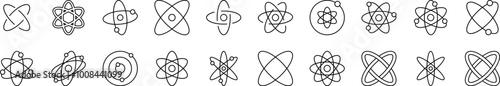 Isolated Atom, Orbit Collection of Thin Icons. Editable Stroke. Suitable for Web Sites, Books, Cards, Apps