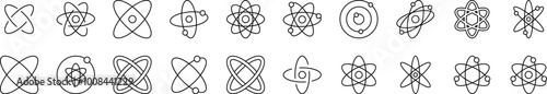 Isolated Atom, Orbit Pack of Thin Icons. Editable Stroke. Suitable for Web Sites, Books, Cards, Apps