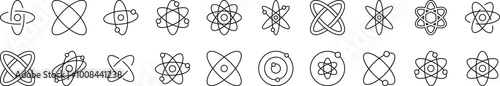 Isolated Atom, Orbit Set of Thin Icons. Editable Stroke. Suitable for Web Sites, Books, Cards, Apps