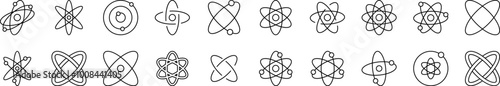 Isolated Atom, Orbit Bundle of Thin Icons. Editable Stroke. Suitable for Web Sites, Books, Cards, Apps