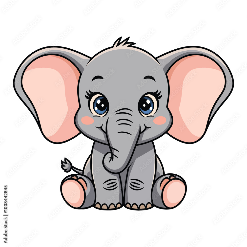 A cartoon drawing of an elephant in a jangle Cartoon Elephant for baby hand drawing A cartoon drawing of an elephant in a jangle Cartoon Elephant for baby hand drawing