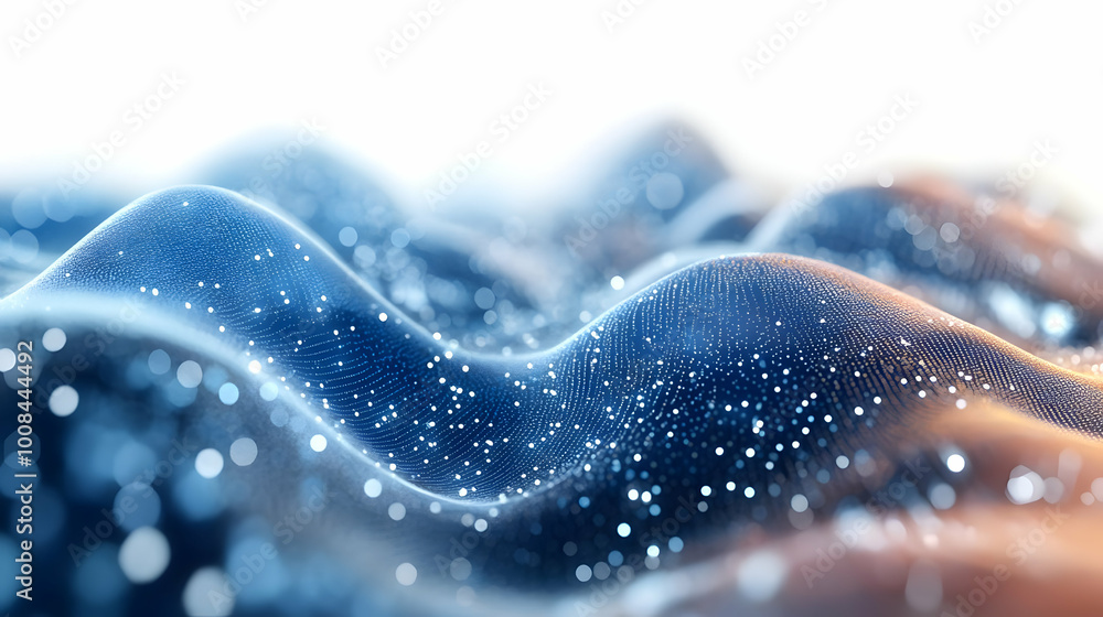 Abstract Background - Blue Wavy Particle Surface Abstract Background - Blue Wavy Particle Surface