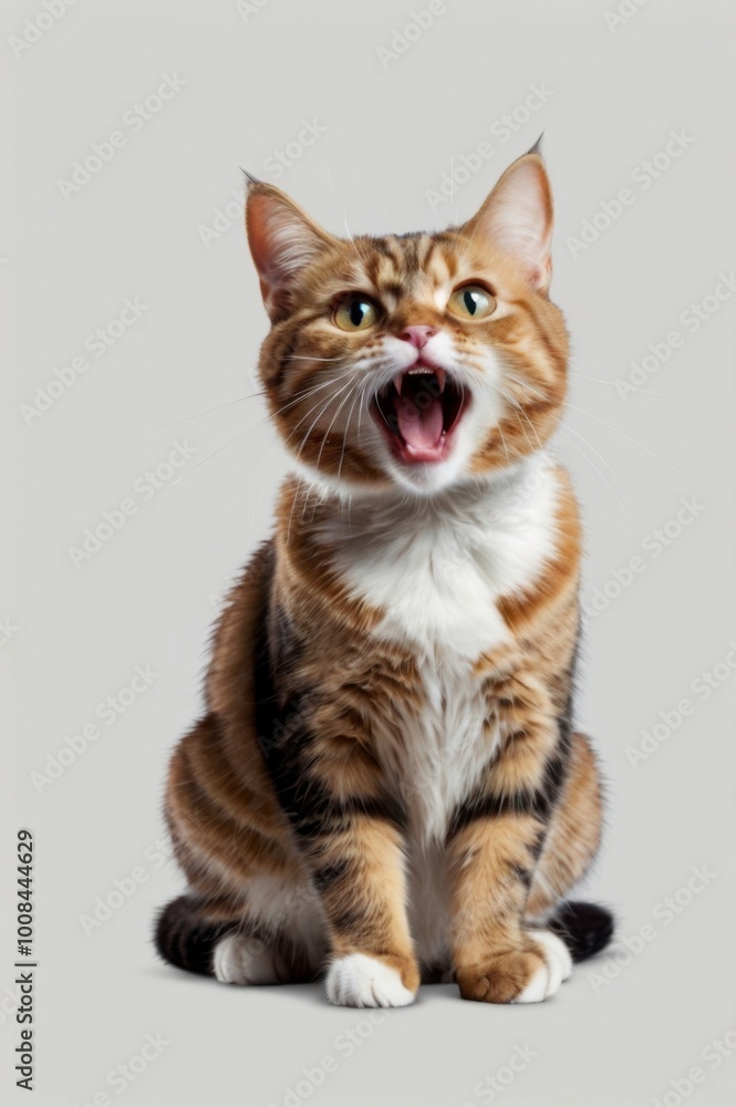 Angry cat isolated on transparent png background with a funny and excited expression Angry cat isolated on transparent png background with a funny and excited expression