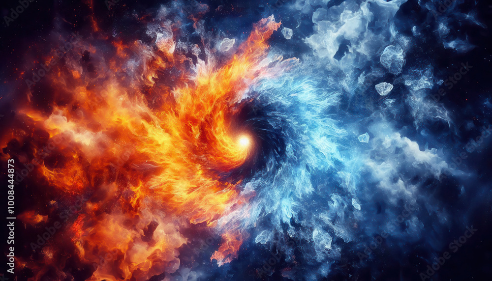 hot and cold concept.fire and ice element background hot and cold concept.fire and ice element background