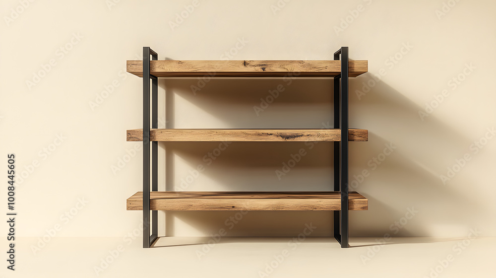 Shelving Unit on Beige Background Shelving Unit on Beige Background