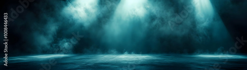 Abstract Background - Dark Blue Smoke with Spotlight Beams