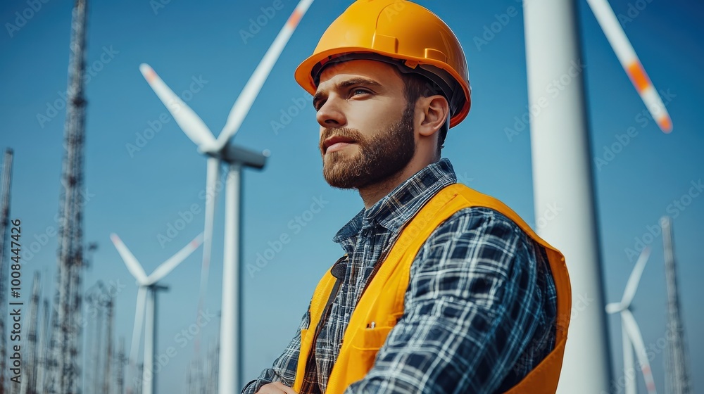 Wind Turbine Technician Working in Renewable Energy, Clean Energy Worker Wind Turbine Technician Working in Renewable Energy, Clean Energy Worker