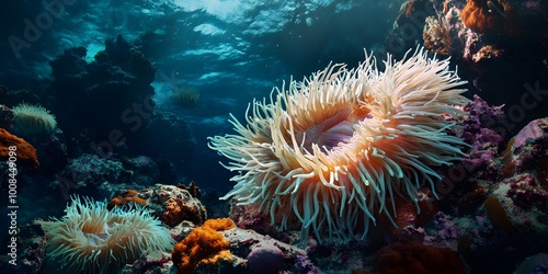 anemone actinia texture underwater reef sea coral photo