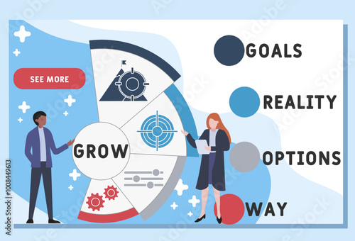 GROW - Goals, Reality, Options and Way acronym. business concept background. vector illustration concept with keywords and icons. lettering illustration with icons for web banner, flyer, landing pag