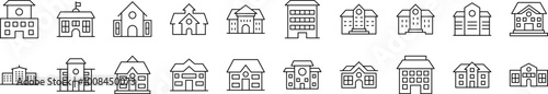 Building Related Line Icons for Web Sites, Books, Cards, Apps. Editable Stroke. Suitable for Web Sites, Books, Cards, Apps
