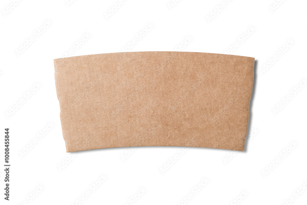 Top view of blank brown corrugated cardboard coffee cup sleeve isolated on transparent background. High resolution. Top view of blank brown corrugated cardboard coffee cup sleeve isolated on transparent background. High resolution.