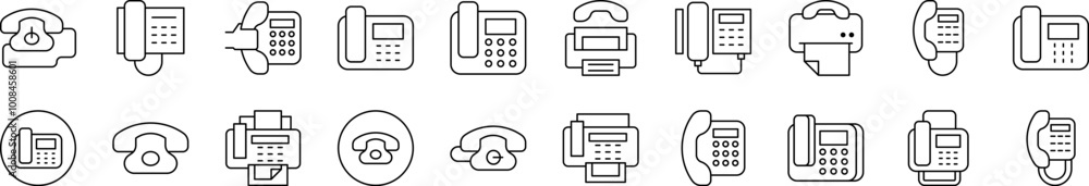 Phone and Fax Icon Set for UI, Placards, Books, Apps. Editable Stroke. Suitable for Web Sites, Books, Cards, Apps Phone and Fax Icon Set for UI, Placards, Books, Apps. Editable Stroke. Suitable for Web Sites, Books, Cards, Apps