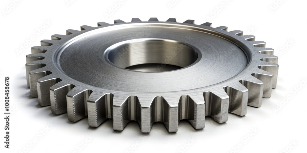 Single steel cog gear featuring a clean design, isolated against a white background, suitable for industrial and mechanical design applications, emphasizing precision and functionality. Single steel cog gear featuring a clean design, isolated against a white background, suitable for industrial and mechanical design applications, emphasizing precision and functionality.