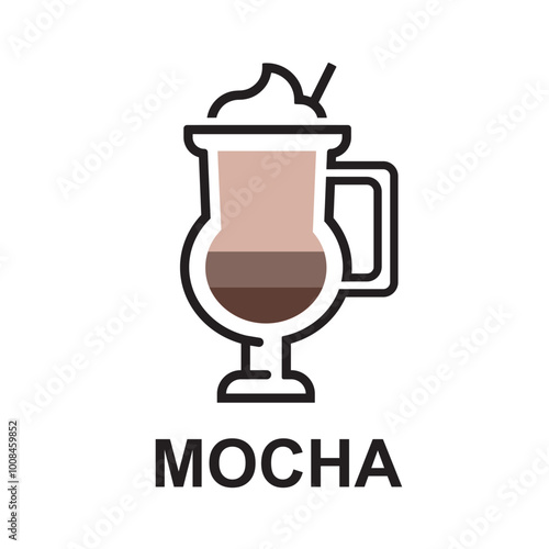  Mocha Coffee, - icon, vector, illustration.