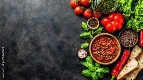 A bowl of lentil soup served as a hearty side dish with a slice of crusty bread