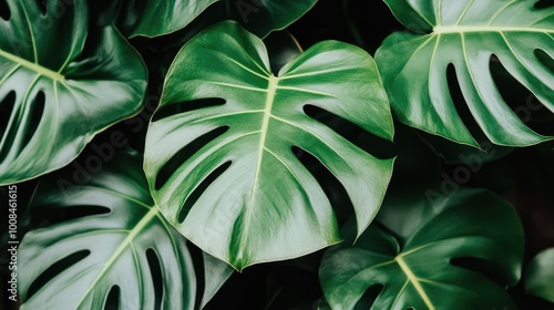Wallpaper Mural A dense cluster of tropical plants and vines in a lush rainforest, with vibrant green leaves - Torontodigital.ca