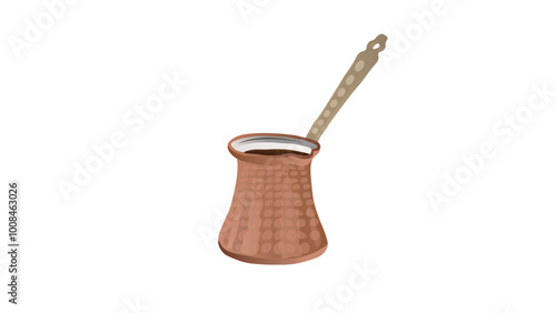 Traditional cezve for coffee cook. Turkish cezve . Coffee maker. Jezve turkish coffe pot. copper coffee pot