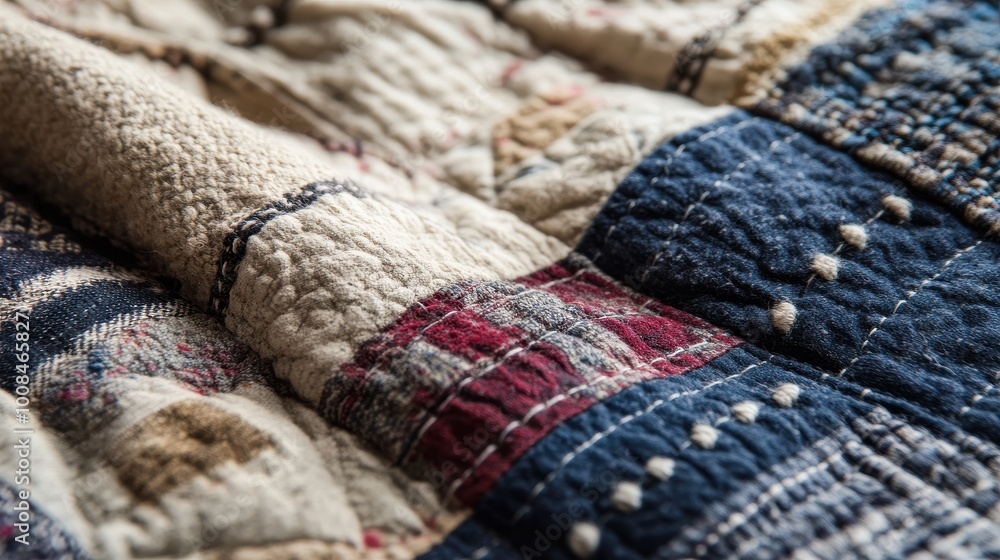 Fototapeta premium Cozy Quilt Layers in Warm Tones and Textures