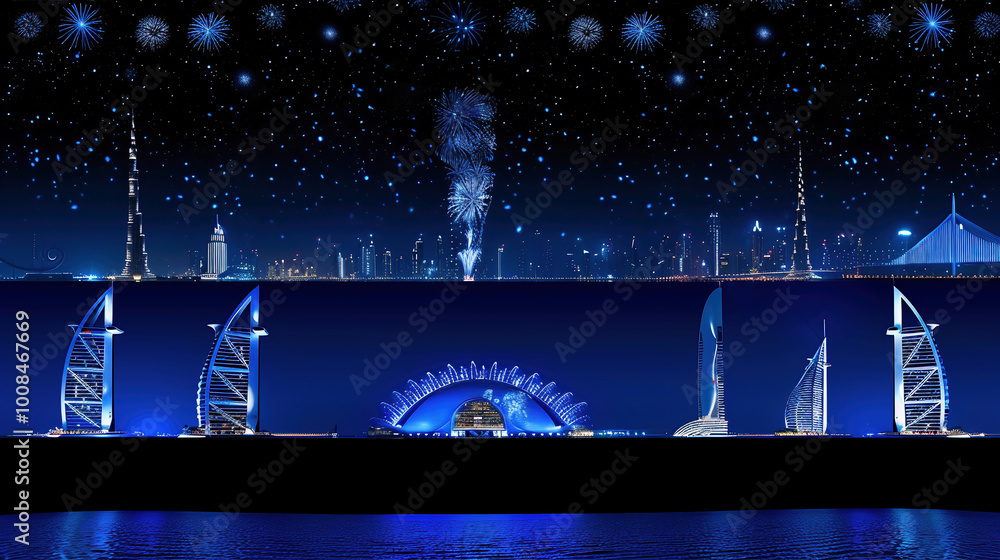 Backgrounds: Vibrant skylines with fireworks Backgrounds: Vibrant skylines with fireworks