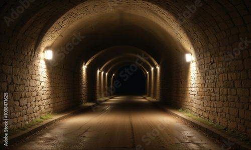 Deep stone tunnel, detail of ancient cave on a mountain