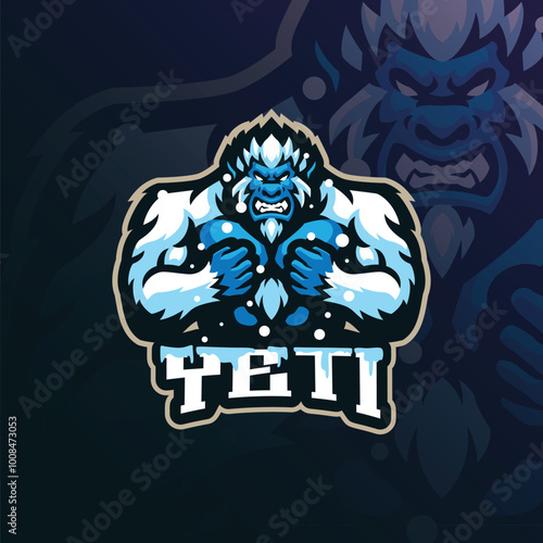 Yeti mascot logo design with modern illustration concept style for badge, emblem and t shirt printing. Angry yeti illustration for sport and esport team.