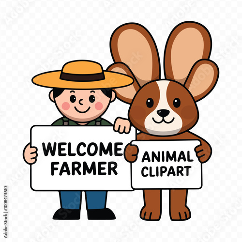 Famer Animal Clipart Bundle on transparent Background with cow chicken pig horse goat sheep