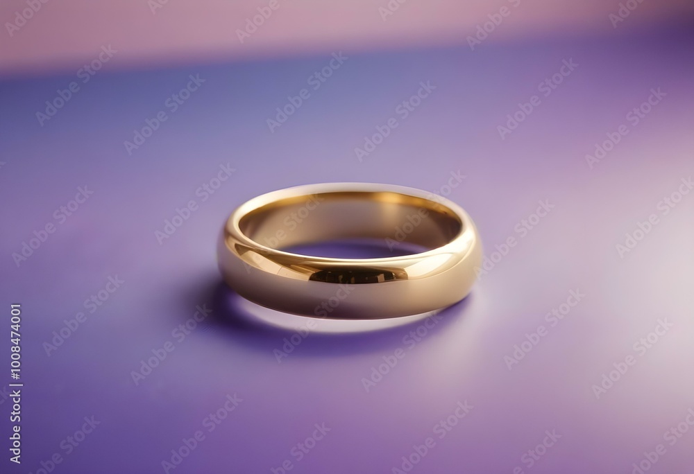 A close-up of a gold ring with a circular design, floating against a blurred background A close-up of a gold ring with a circular design, floating against a blurred background