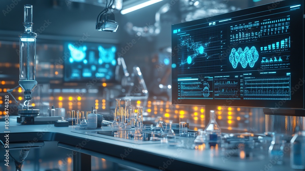 Obraz premium Futuristic laboratory with advanced technology.