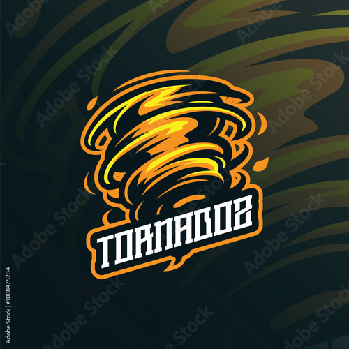 Tornado mascot logo design with modern illustration concept style for badge, emblem and t shirt printing. Tornado illustration for sport and esport team.