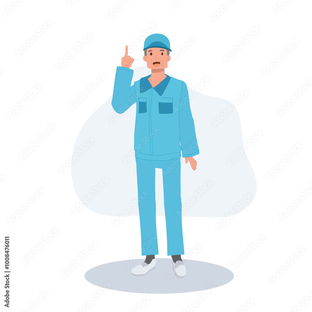 Professional Cleaner in Blue Uniform Offering Guidance on Sanitation and Maintenance Routines. Providing Cleaning Tips Professional Cleaner in Blue Uniform Offering Guidance on Sanitation and Maintenance Routines. Providing Cleaning Tips
