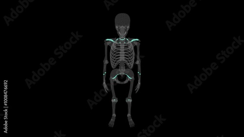 Biometric scan. Green and red profile of the human skeleton.