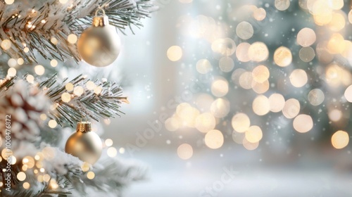 Cozy holiday living space adorned with a festive Christmas tree, twinkling lights, and a warm atmosphere, perfect for celebrating the joyous season with loved ones