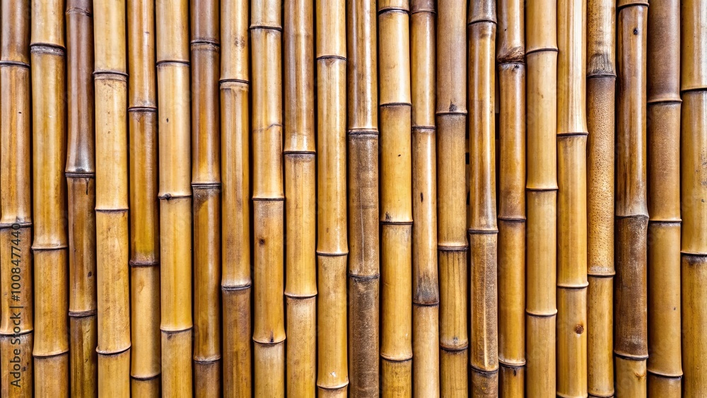 Fototapeta premium A seamless pattern of tightly woven bamboo poles, their golden hue and natural texture creating a visually captivating backdrop.