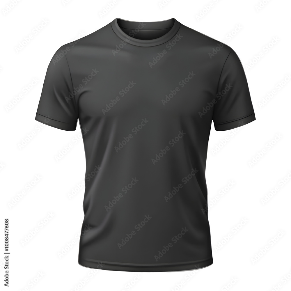 black open t shirt with round neck on transparent black open t shirt with round neck on transparent