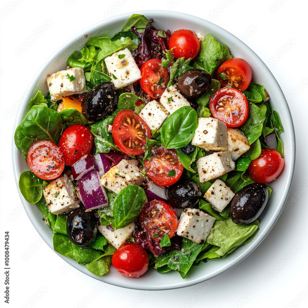 Generative ai illustration of A Delicious greek salad isolated Generative ai illustration of A Delicious greek salad isolated