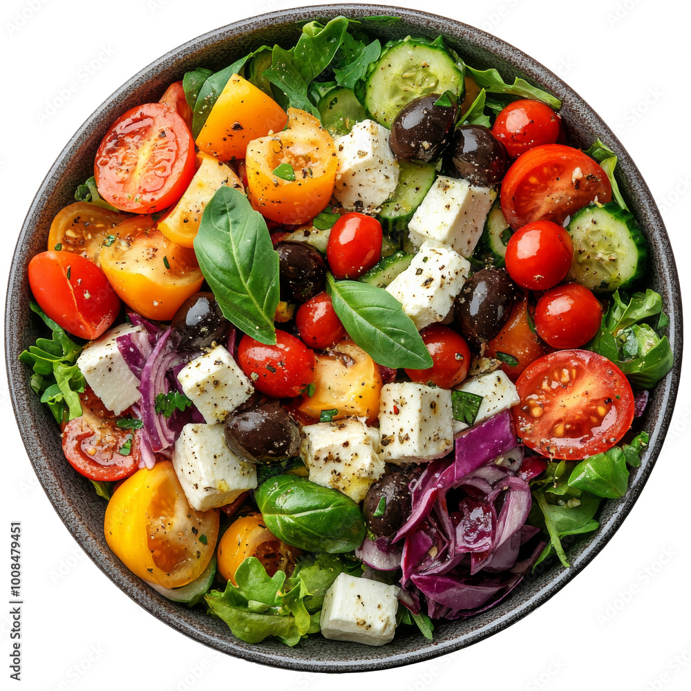 Generative ai illustration of A Delicious greek salad isolated Generative ai illustration of A Delicious greek salad isolated