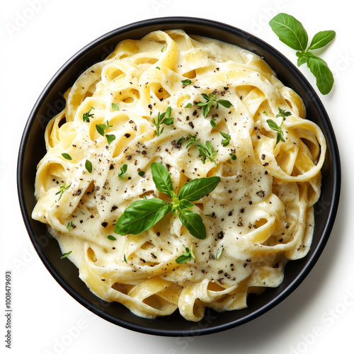 Generative ai illustration of A bowl of fettuccine pasta