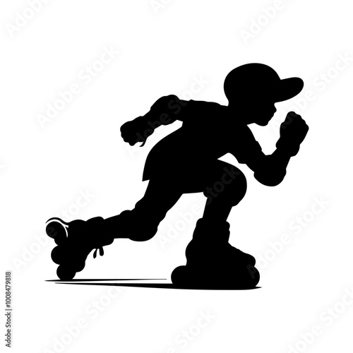 Boy is rollerblading vector illustration, Sketch of roller skate Vector