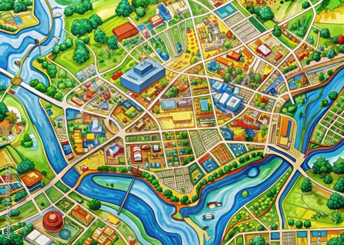 Detailed Rockville Map Illustration for Urban Planning, Navigation, and Travel Purposes photo