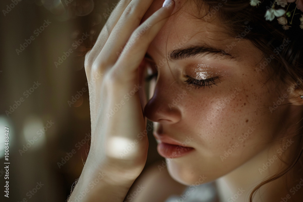 Fototapeta premium Traditional beautiful gentle style wedding day with amazing decorations, Generative AI image