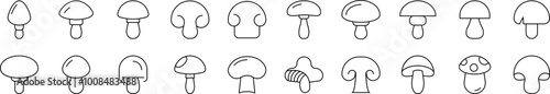 Mushroom Set of Thin Icons. Editable Stroke. Suitable for Web Sites, Books, Cards, Apps