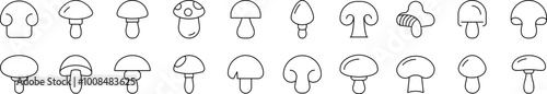 Mushroom Related Icon Set. Editable Stroke. Suitable for Web Sites, Books, Cards, Apps