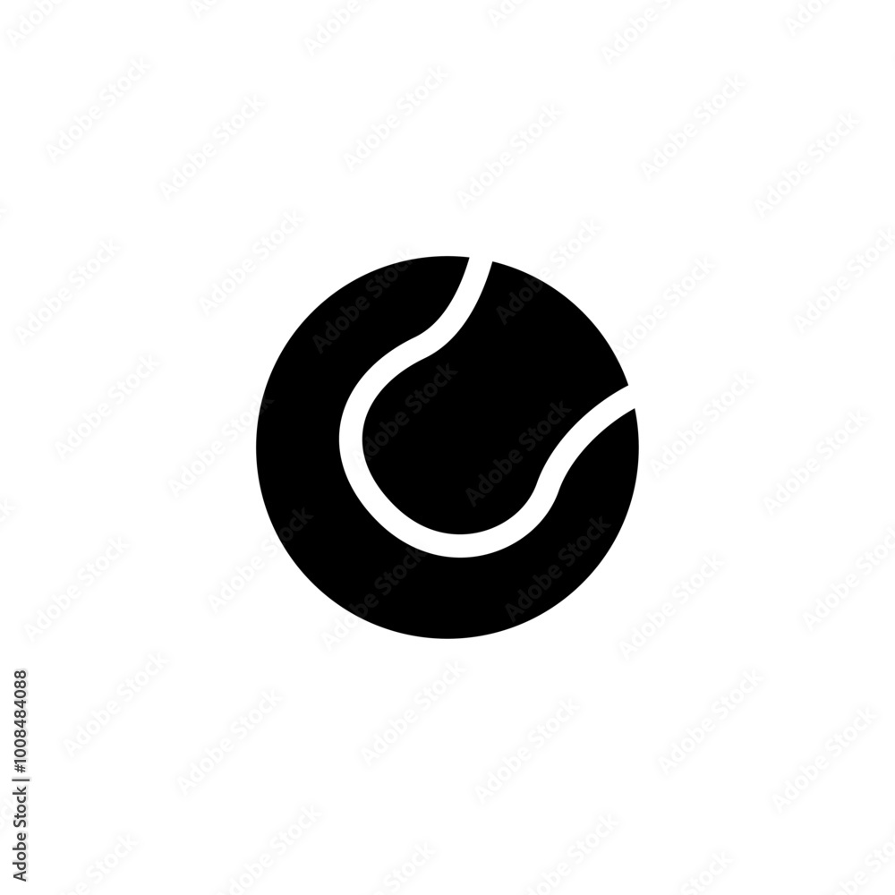 Minimalist black tennis ball icon, perfect for web and mobile applications. Minimalist black tennis ball icon, perfect for web and mobile applications.