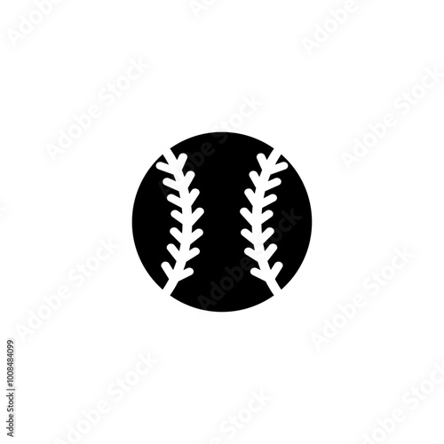 Iconic black and white vector illustration of a baseball ball.