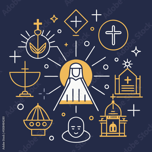 Design a celestial depiction of saints with glowing halos in an ethereal background, emphasizing spirituality and holiness.