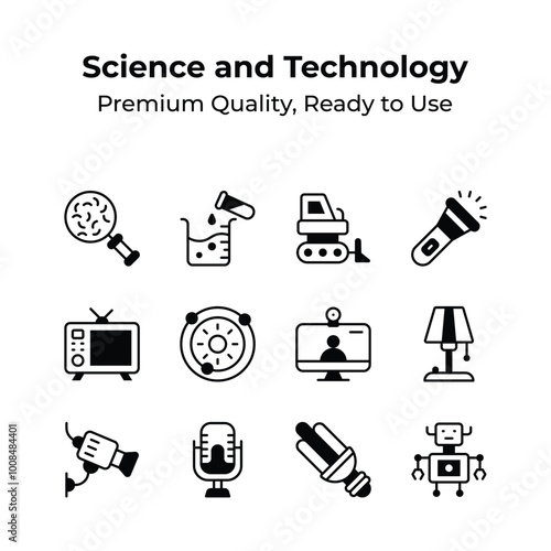 Collection of science and technology premium quality icons
