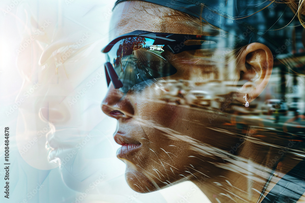 Εκτύπωση καμβά Successful sportsman businessman moving forward reaching goal aim, Generative AI