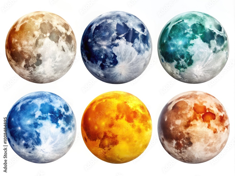 Different Phases of the Moon Illustrated on a Clean White Background for Educational Purposes Different Phases of the Moon Illustrated on a Clean White Background for Educational Purposes
