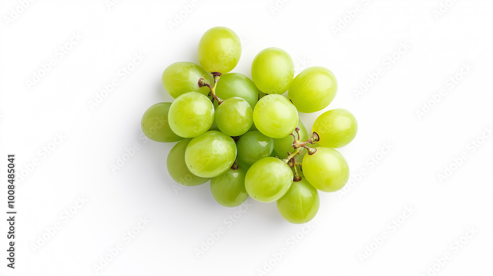 bunch of fresh green grapes on white background, showcasing their vibrant color and juicy texture. bunch of fresh green grapes on white background, showcasing their vibrant color and juicy texture.