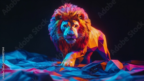  Colorful Lion Low Poly Triangular Design photo